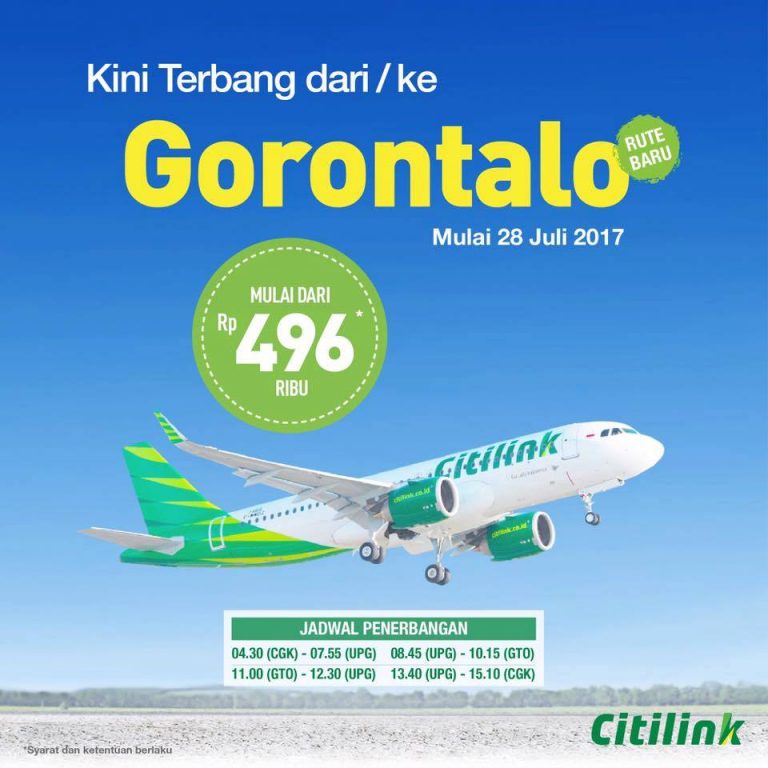 Jadwal Penerbangan dan Harga Tiket Citilink JakartaGorontalo