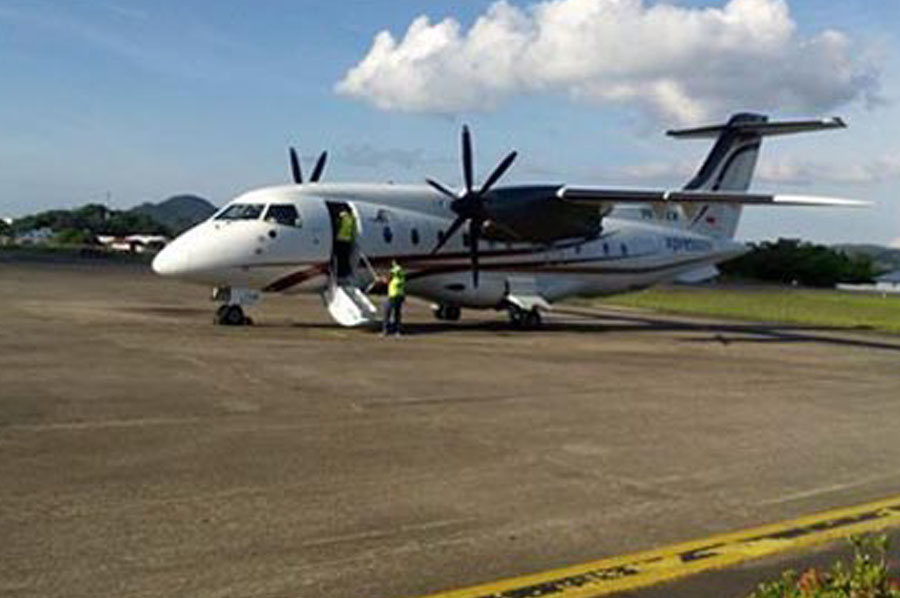 Pesawat Xpress Air tiba di Bandara Matak - transportasi ke pulau anambas - hariankepri - 2