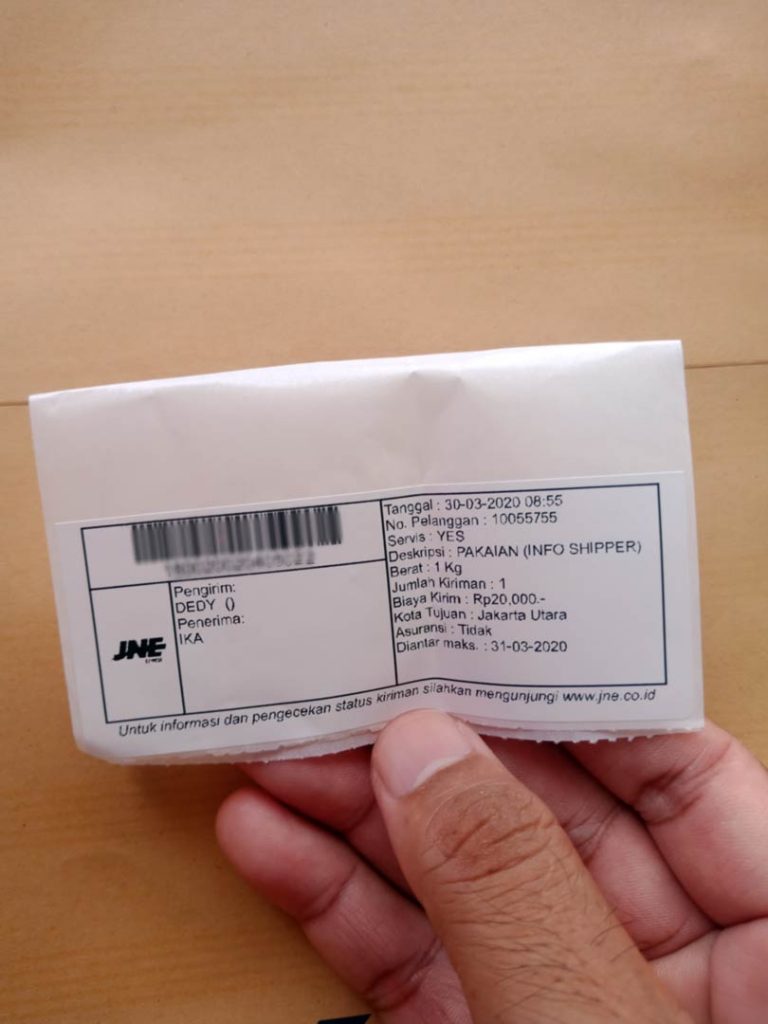 Cara Penulisan Kirim Paket Jne